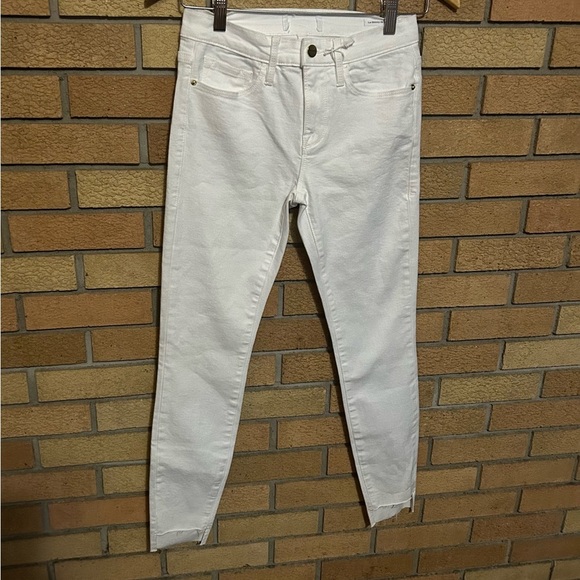 Frame Le Skinny De Jeanne Raw Hem Women’s Ankle Slit Skinny Jeans White Size 24 - Picture 3 of 9
